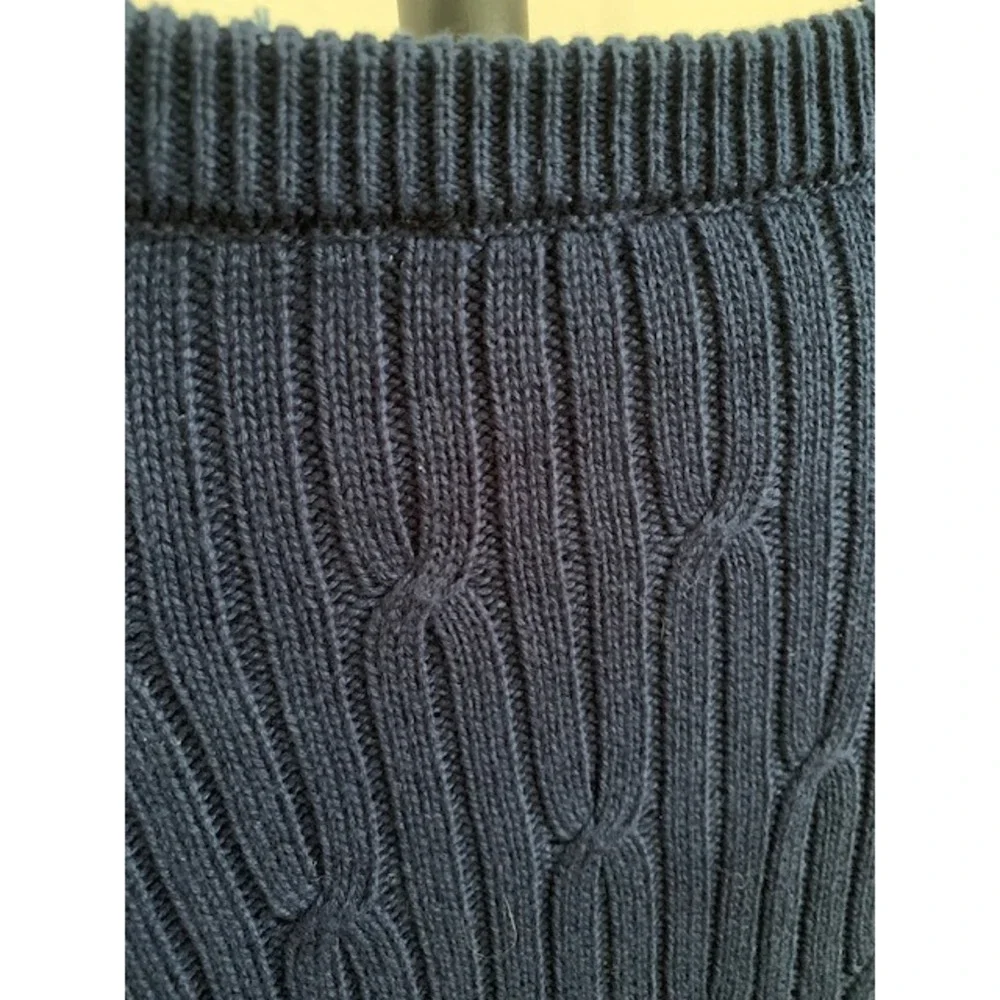 EXPRESS Navy Blue Cable Knit Crew Neck Sweater Men's Medium Cotton